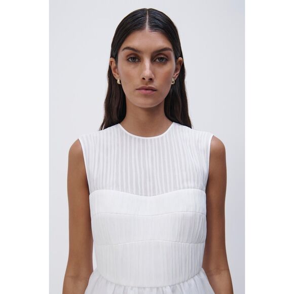 NWT SIMKHAI BENTON TULLE PLISSE MIDI DRESS $795 - Picture 2 of 13